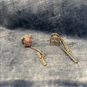 Elegant silver and lavender tie tacks